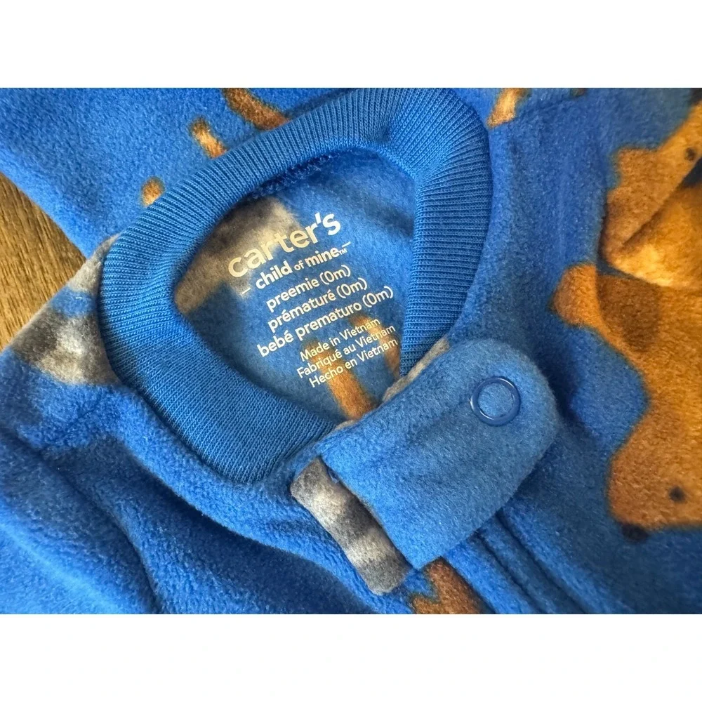 Carters Preemie Baby Boy Sleeper Outfit Romper Fleece Bear Feet Moose Raccoon‎